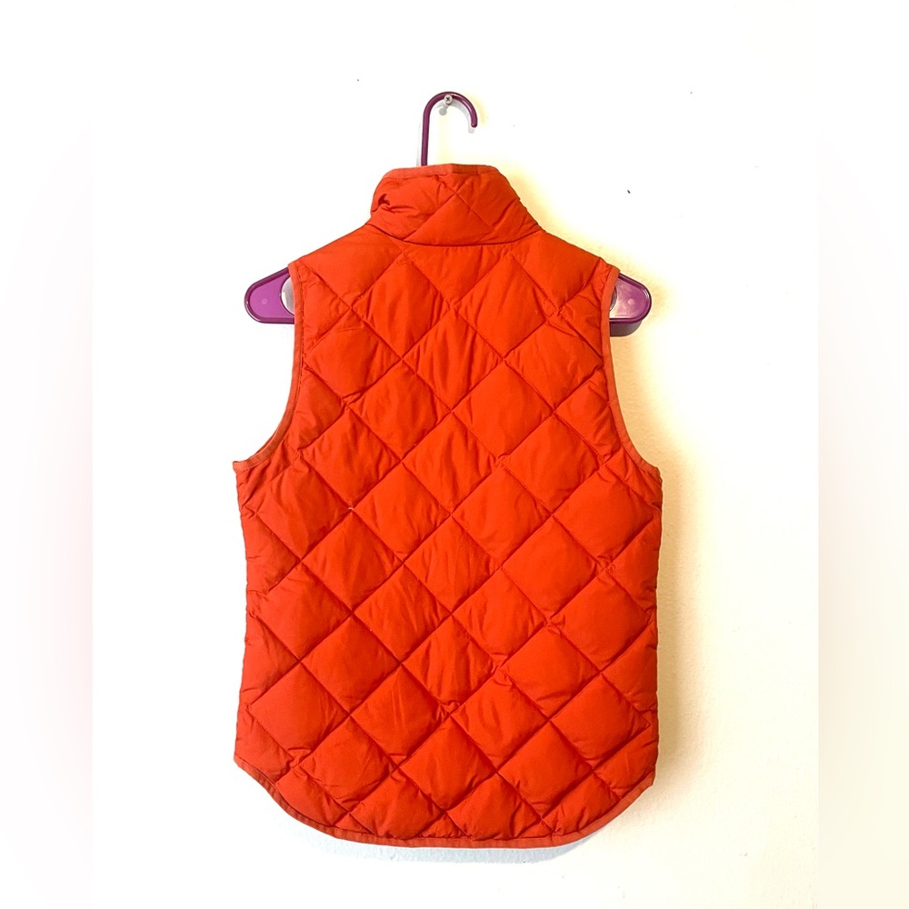 J. Crew Vest Womens XXS Rust Quilted Down Filled Puffer Preppy Full Zip Jacket - Picture 5 of 7